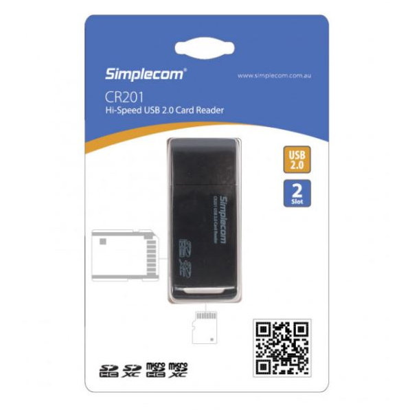 Simplecom CR201 Hi-Speed USB 2.0 Card Reader 2 Slot