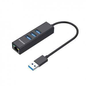 Simplecom CHN420 Aluminium 3 Port SuperSpeed USB HUB with Gigabit Ethernet Black