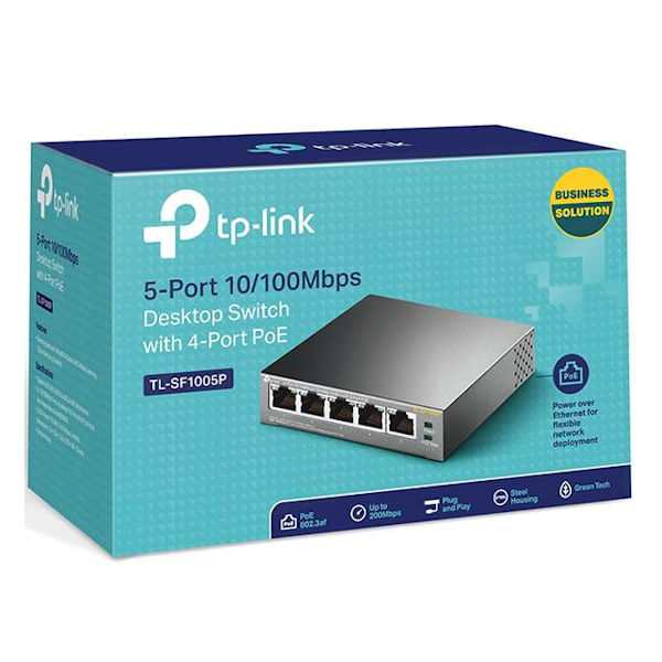 TP-Link TL-SF1005P 5-Port 10 100Mbps Desktop Switch with 4-Port PoE
