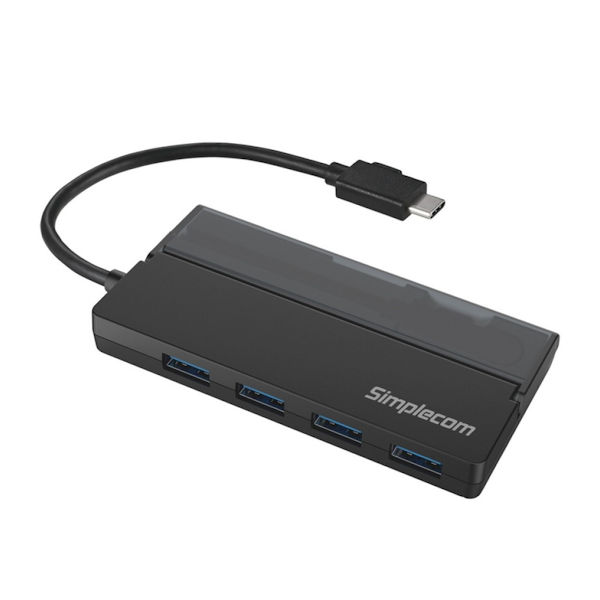Simplecom CH330 Portable USB-C to 4 Port USB-A Hub USB 3.2 Gen1 with Cable Storage