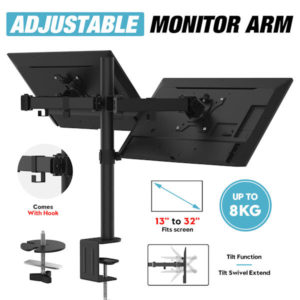 Advision Adjustable Dual Monitor Desk Mount Stand to 32
