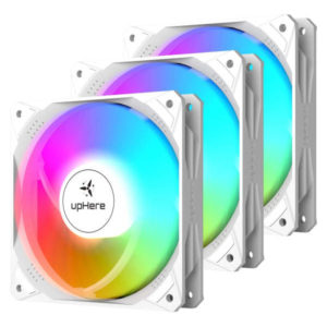 upHere 120mm White RGB Case Fan 3-Pin High Airflow 3 Pack