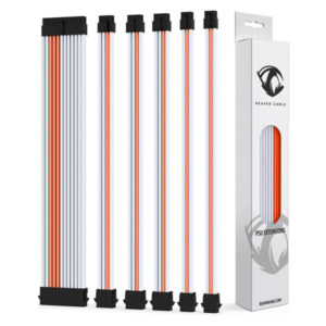 Reaper Cables Sleeved PSU Extension Set (White & Orange)