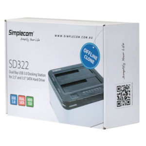 Simplecom SD322 Dual Bay USB 3.0 Aluminium HDD SSD Docking Station - Black