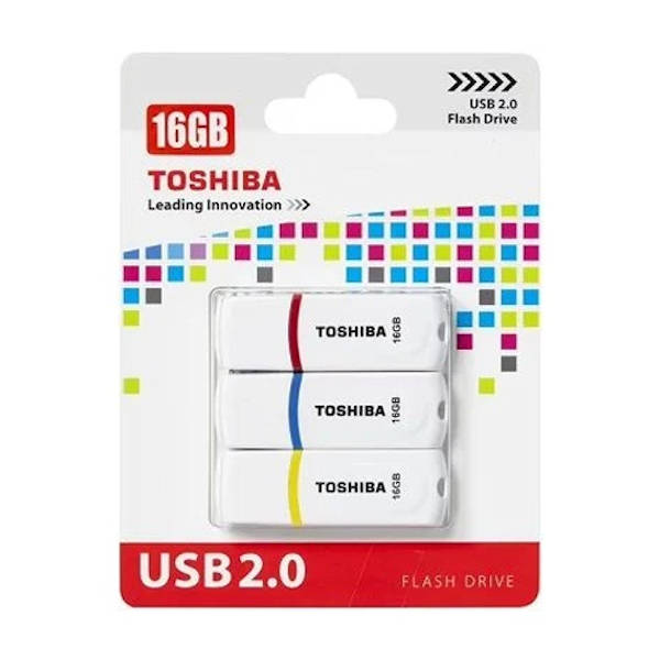 Toshiba PA02 16GB USB 2.0 Flash Drive Triple Pack (Red + Blue + Orange)