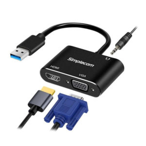 Simplecom DA316A USB to HDMI & VGA Adapter + 3.5mm Audio