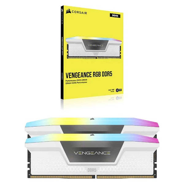 Corsair Vengeance RGB 32GB Kit (2 x 16) 5200MHz DDR5 Memory White