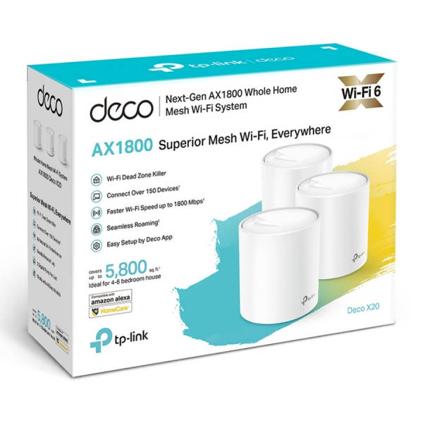 TP-Link Deco X20 3-pack AX1800 Whole Home Mesh Wi-Fi System