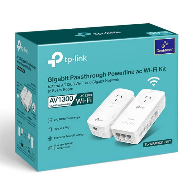 TP-Link TL-WPA8631P KIT AV1300 Wi-Fi Passthrough Powerline Range Extender
