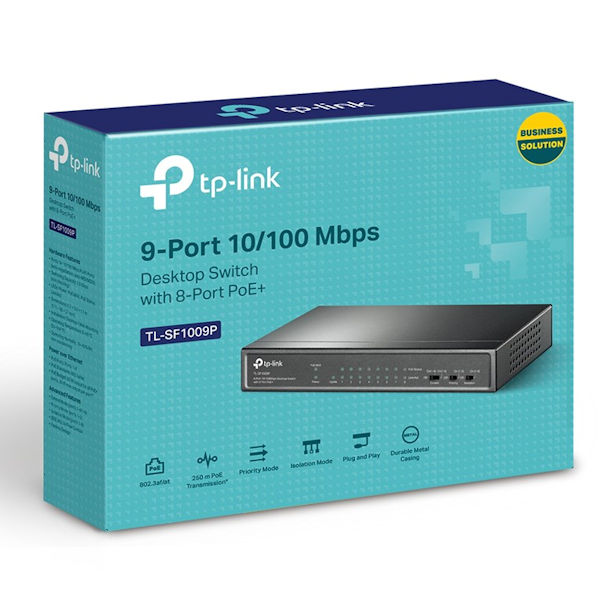 TP-Link TL-SF1009P 9-Port 10 100Mbps Unmanaged Switch with 8 PoE+