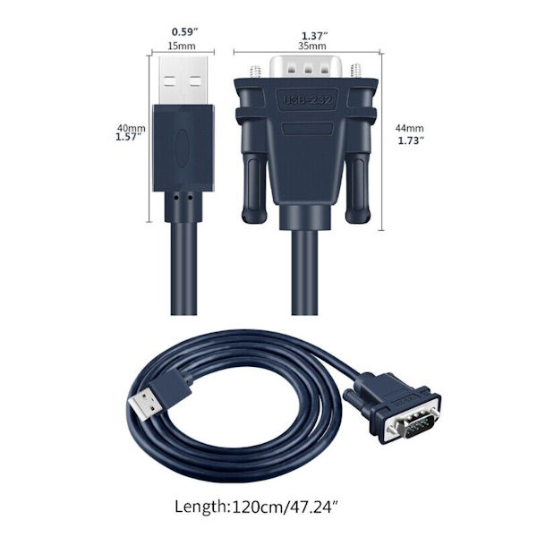 USB to DB9 RS232 Serial Cable for Windows 7/10/11