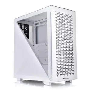 Triangular Side Panel Design: The left side is split into two triangular pieces (steel and tempered glass) that can be removed separately for a custom look and easy maintenance.