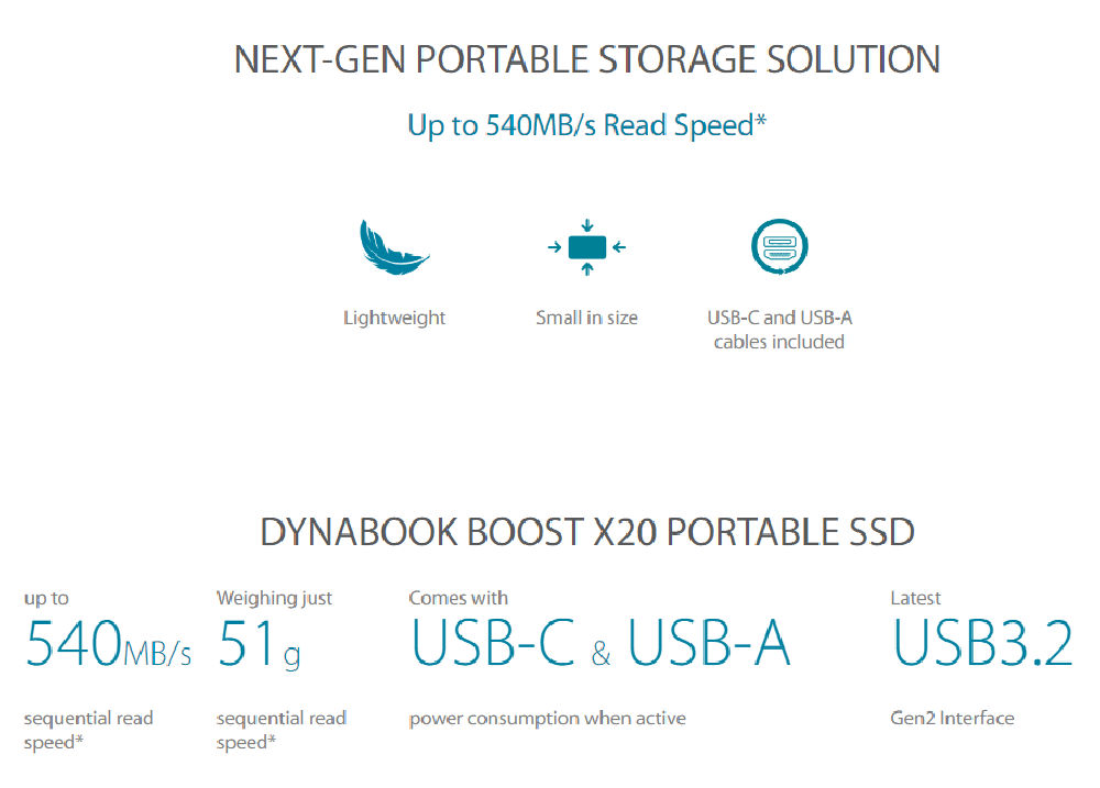 Dynabook Boost X20 Portable 500GB SSD Specs 1