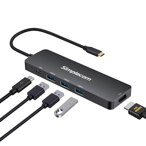 Simplecom CH545 USB-C 7-in-1 Multiport Adapter USB Hub HDMI Card Reader