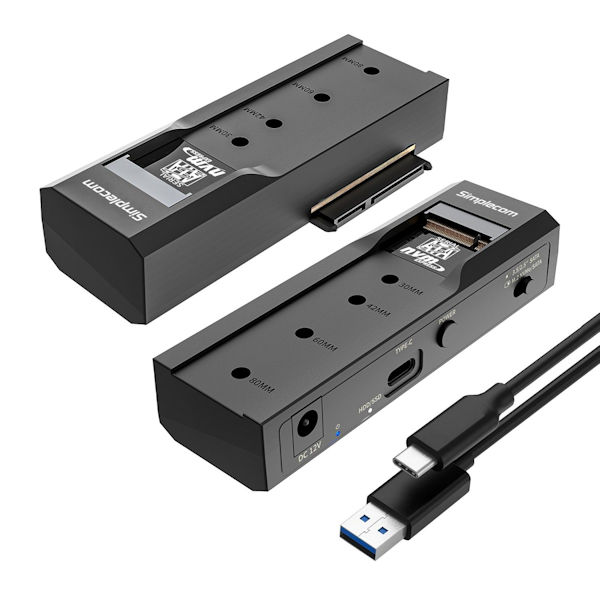 Simplecom SA536 USB to M.2 & SATA Adapter for 2.5" 3.5" & NVMe & M.2 SSD with Power Supply