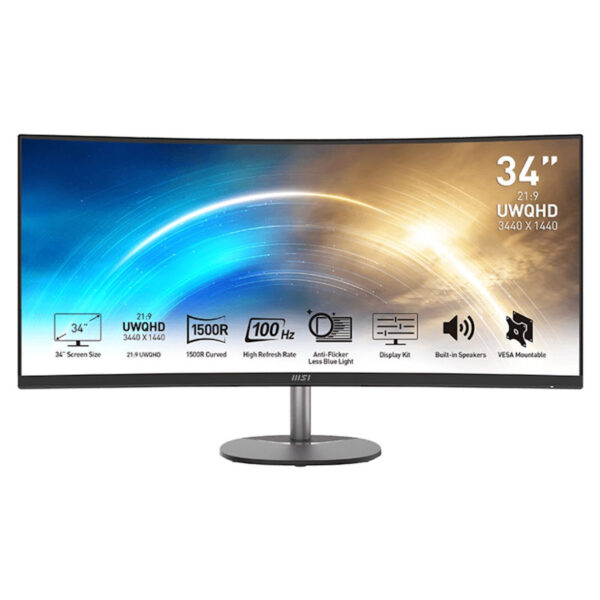 MSI PRO MP341CQW 34 Ultra-wide QHD VA 100Hz Curved Monitor Black