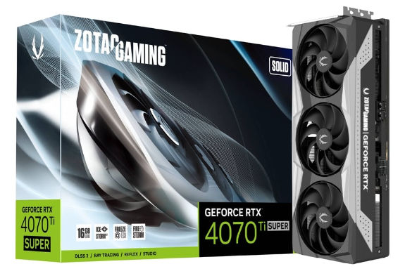 ZOTOAC GAMING GEFORCE RTX 4070 Ti SUPER SOLID Black 16GB Graphics Card