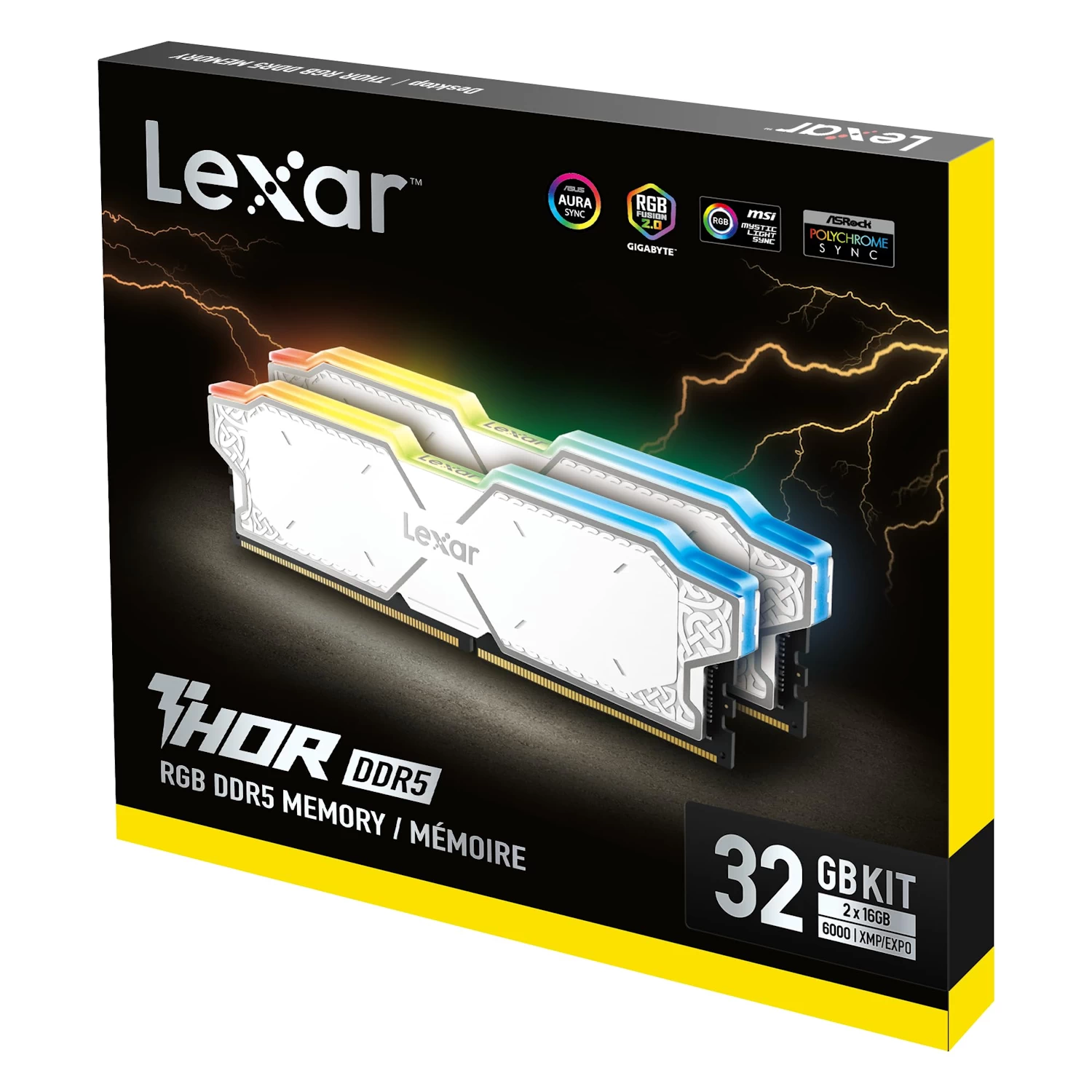 Lexar THOR 32GB (2x16GB) 6000MHz CL38 DDR5 RGB Memory White