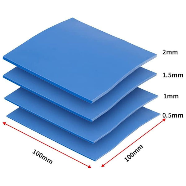 RGEEK 4 Pack 6.0W mK 100x100x0.5mm 1mm 1.5mm 2mm Thermal Pads - Blue