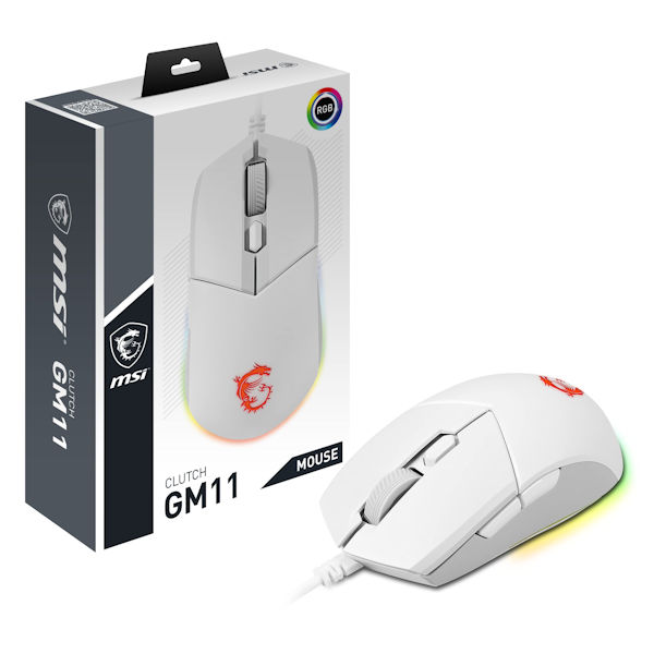 MSI Clutch GM11 Wired RGB Optical Gaming Mouse - White