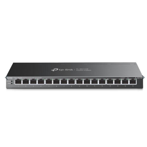 16-Port Gigabit Desktop Switch with 16-Port PoE+