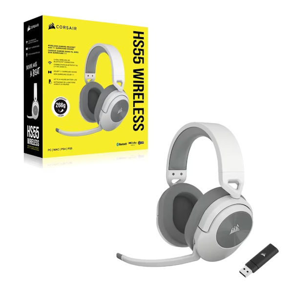 Corsair HS55 Wireless Surround Sound Gaming Headset - White