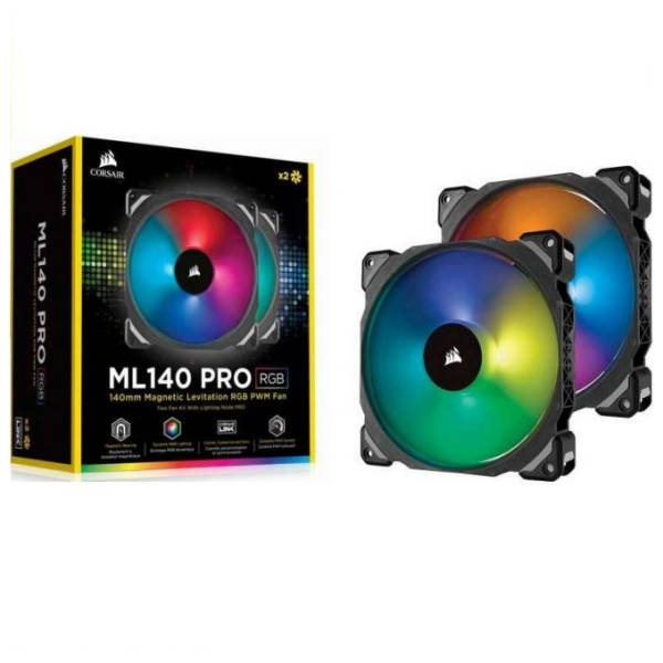 Corsair ML140 PRO RGB LED 140mm Magnetic Levitation Fan - 2 Pack with Controller