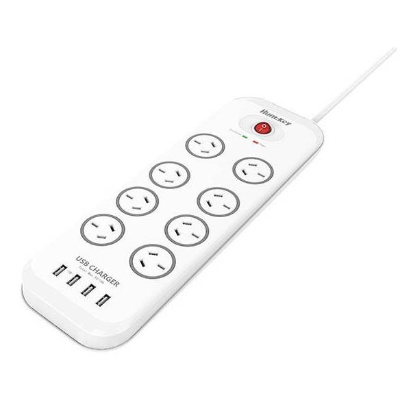 Huntkey 8 Outlet Surge Protected Powerboard with 4 x USB Ports