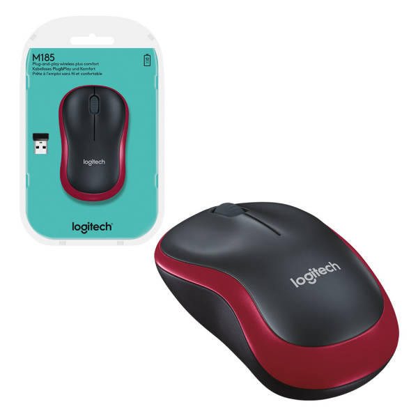 Logitech Wireless Mouse M185 - Red
