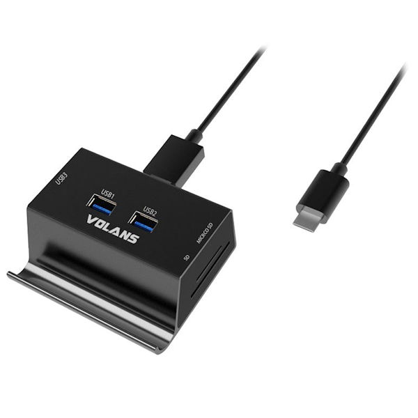 Volans VL-HB03R-C Aluminium USB-C to USB 3.0 Multi-Port Hub with Phone Stand