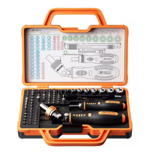 Dual Ratchet System: Includes two separate handles—a large 1/4" ratchet for higher torque and a small 4mm ratchet for delicate precision work.