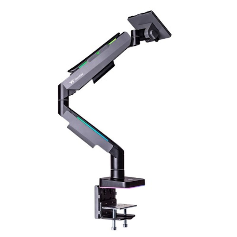 The Single RGB Monitor Arm is perfectly compatible with all the gaming desk and monitors from Thermaltake, providing a complete single monitor installation solution for serious gamers and office workers.