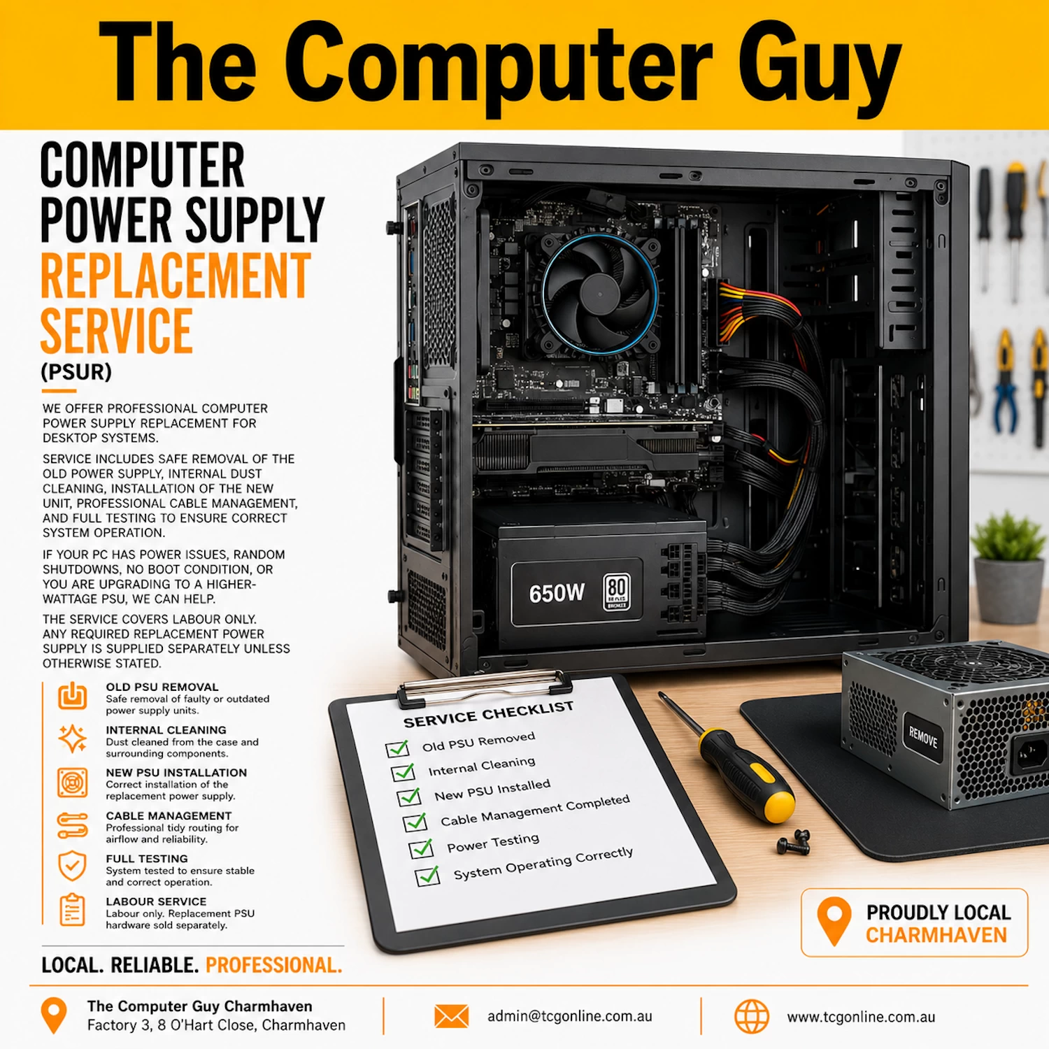 Power Supply Replacement & Installation Service with Professional Cable Management (TCG-PSRCM)