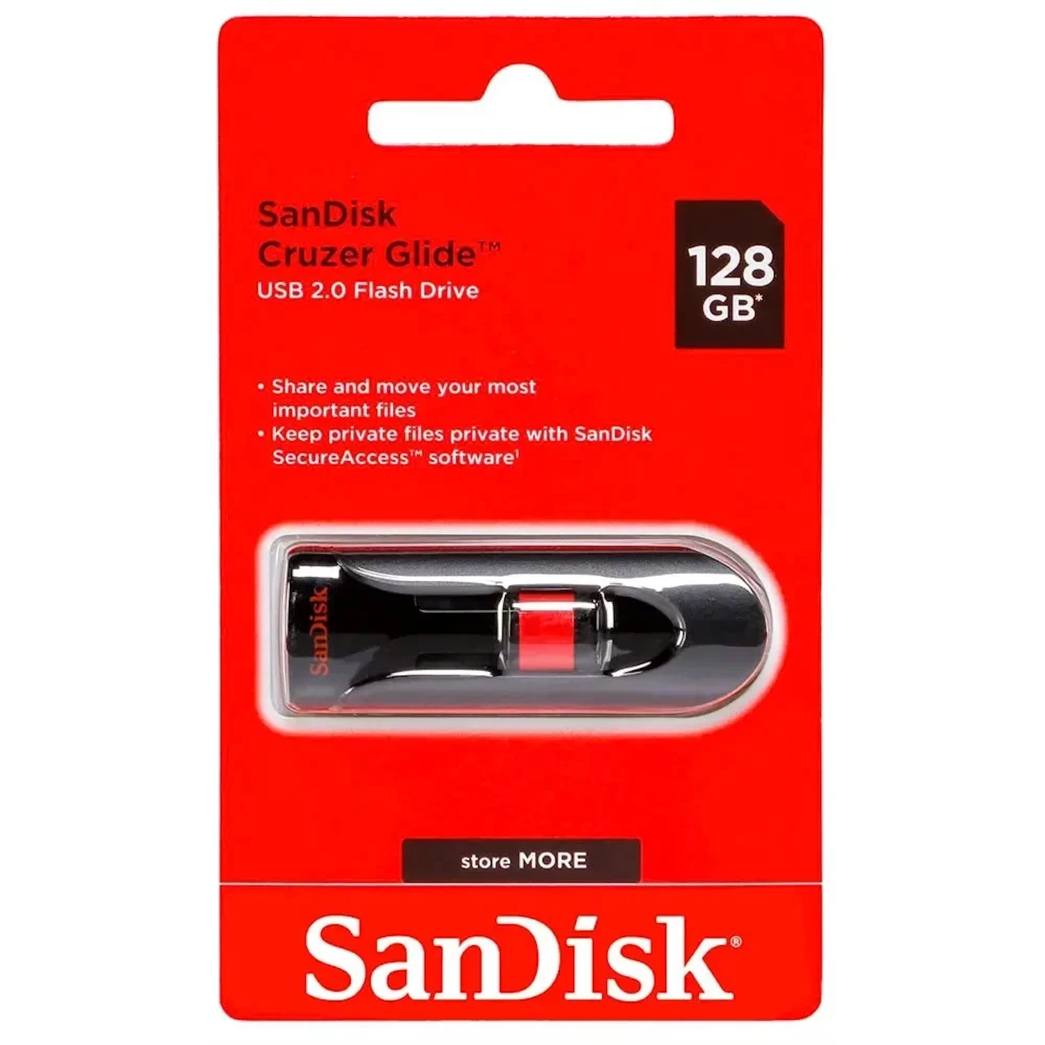 Sandisk Cruzer Glide 128GB USB 2.0 Flash Drive (SDCZ48-128G-B35)